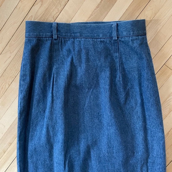 Vintage High Waisted Long Denim Skirt with Side Button Band - Picture 12 of 14